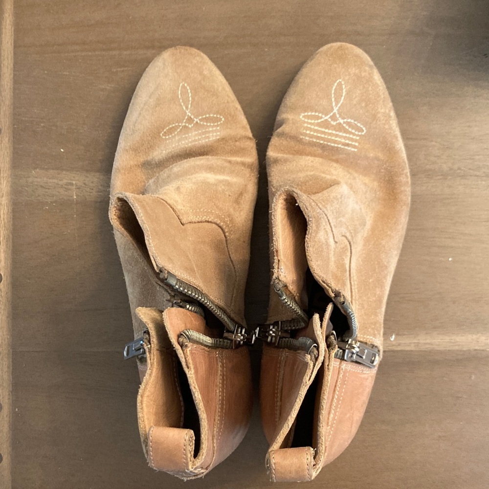Golden Goose Viand Tan Suede Ankle Boots